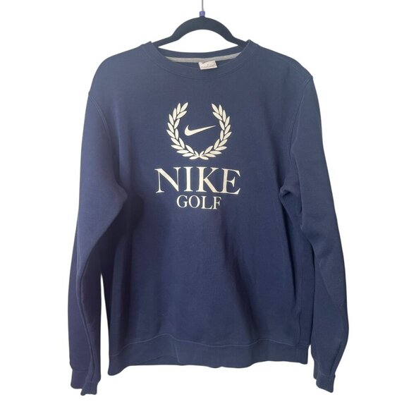 Nike Golf Navy Crewneck Sweatshirt | Laurel Wreath Logo Pullover Size M - Picture 1 of 3